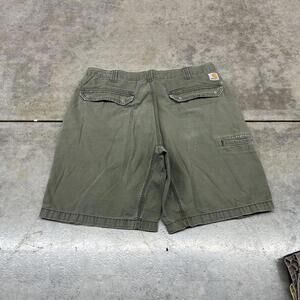 vintage carhartt olive green relaxed baggy fit cargo shorts size 36